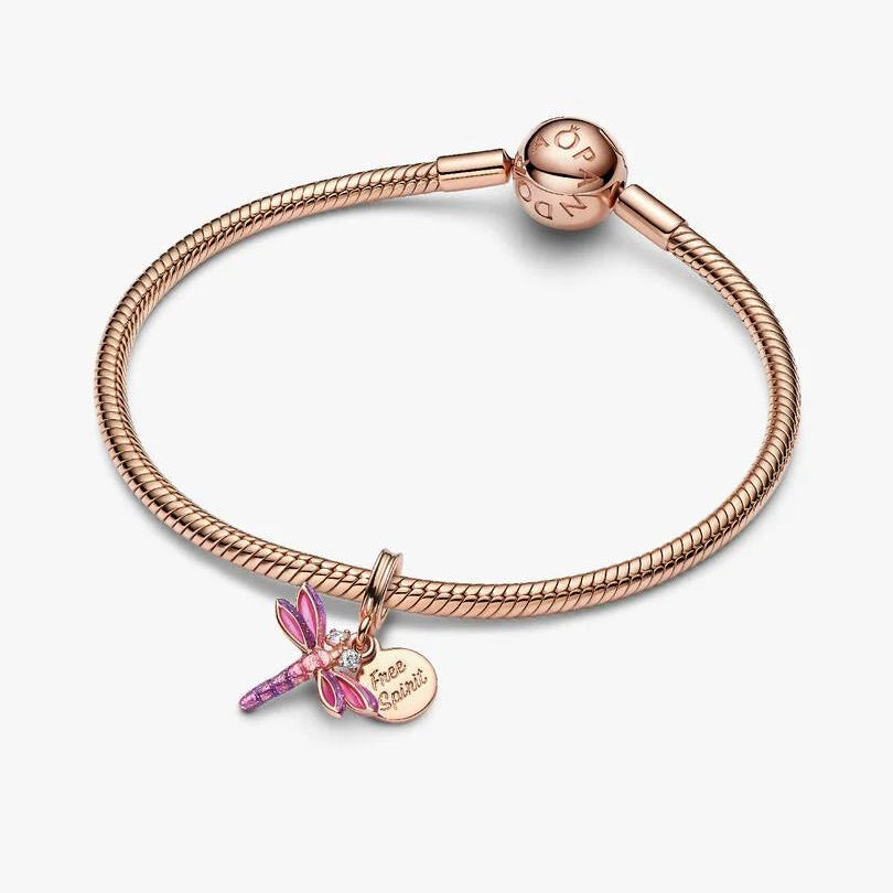 Dragonfly Double Dangle Pink