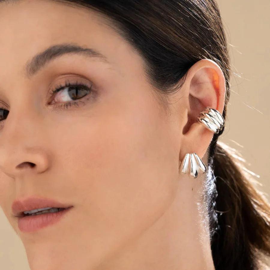 Set x2 Aretes + Earcuff Chunky Plata