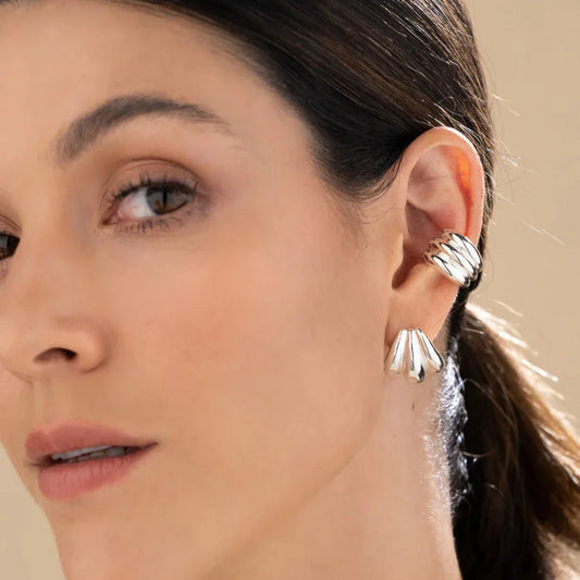 Set x2 Aretes + Earcuff Chunky Plata