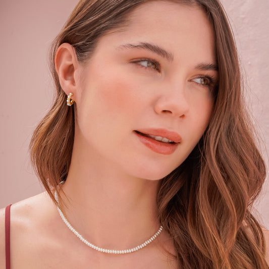 Collar + Argollas Perlas