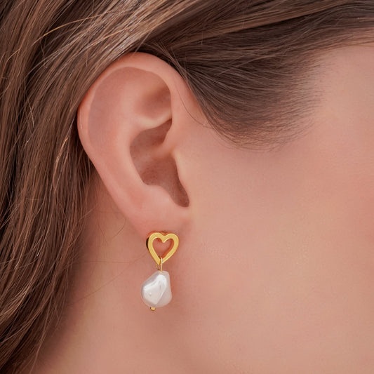 Aretes Corazón Perla
