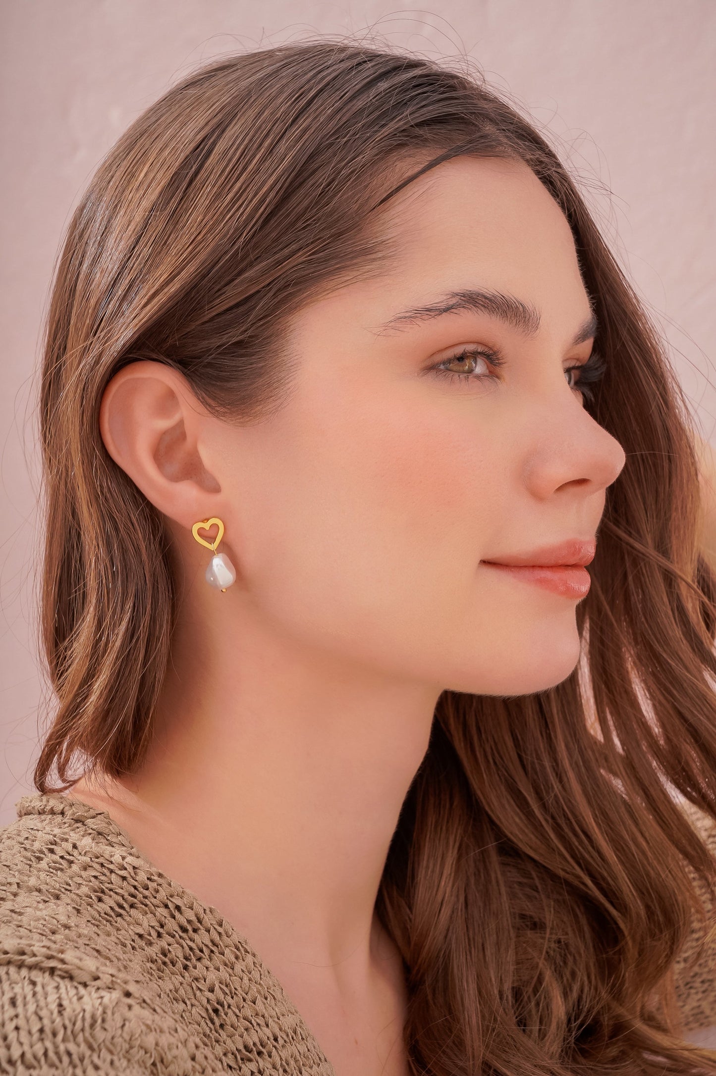 Aretes Corazón Perla