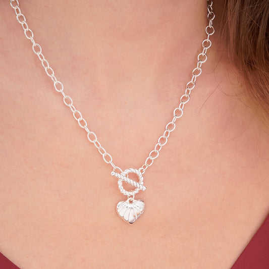Collar Broche Corazón Plata
