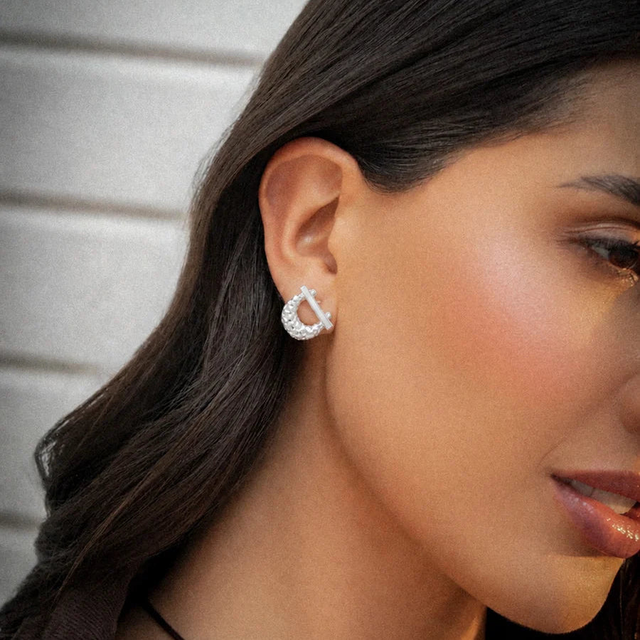 Arete Herradura Animal Print Plata