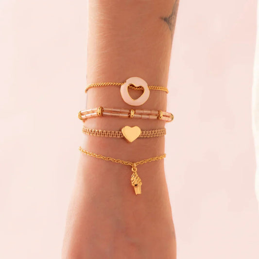 Set x4 Pulseras Corazón Liso + Aretes