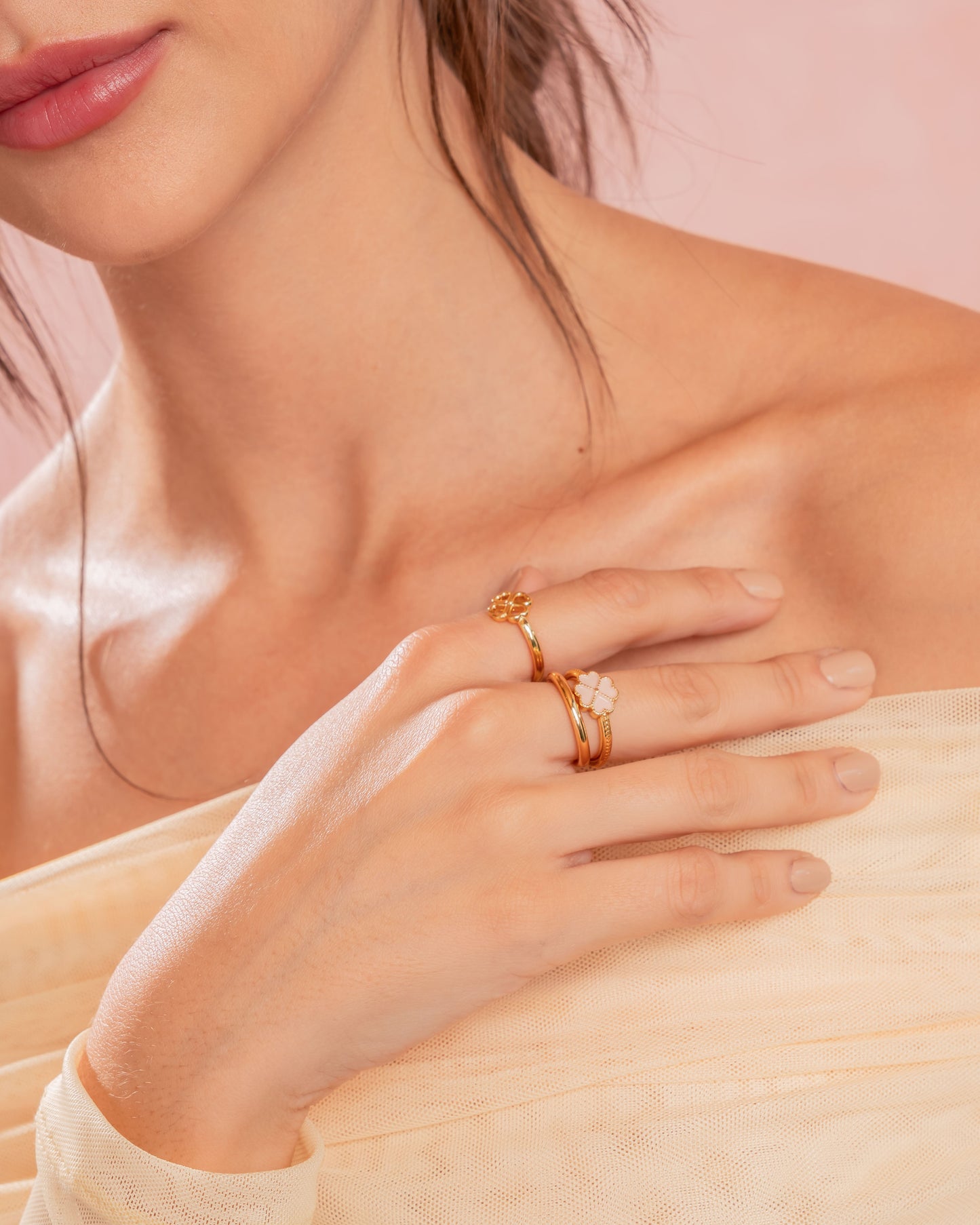 Set x3 Anillos Trebol Talla 7