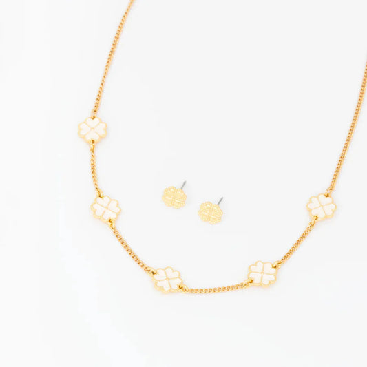 Collar Made Of Luck Blanco + Aretes