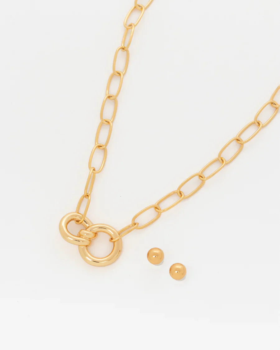 Collar Eslabon Lazo Maxi + Aretes