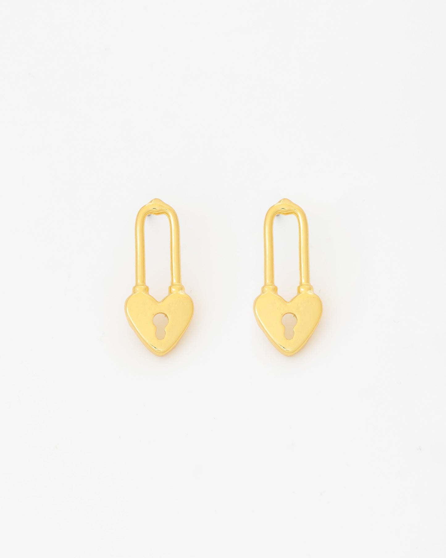 Aretes Candado Corazón Gold