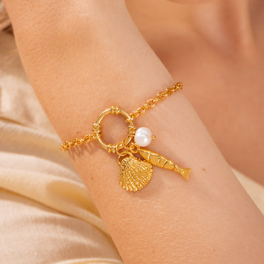 Pulsera Perla Concha + Aretes