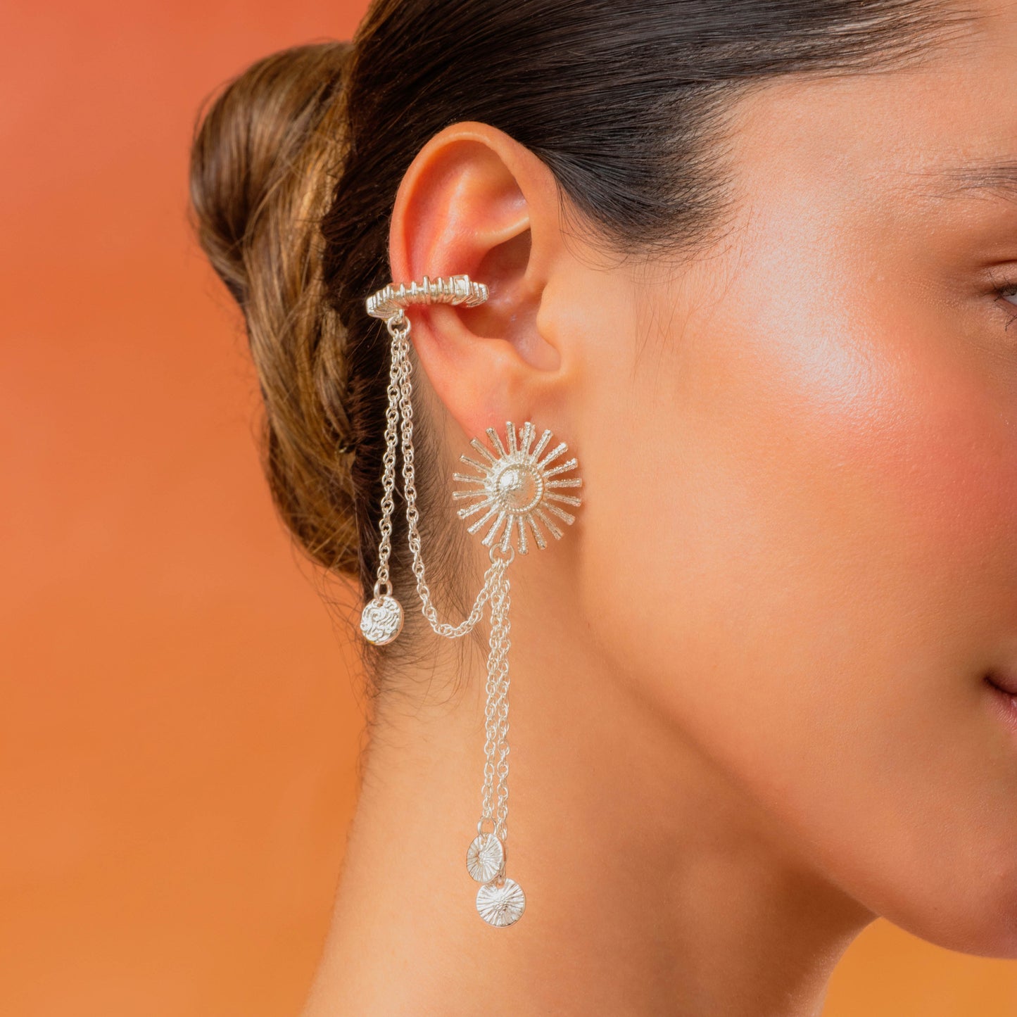 Arete Solitario Sol Destello Silver