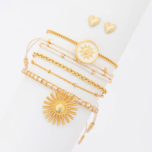 Set X4 Pulseras Destellos + Aretes