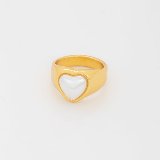 Anillo Corazón Perla Talla 7