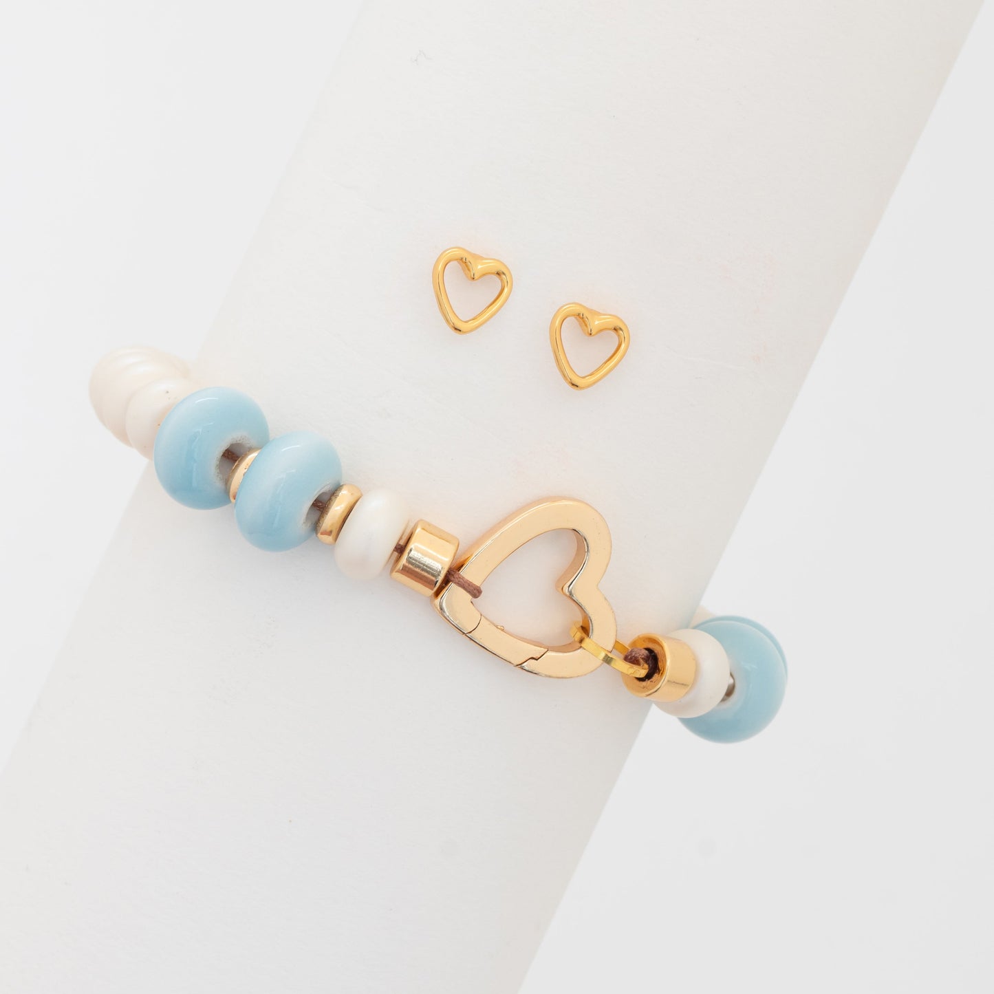 Pulsera Broche Corazón + Aretes