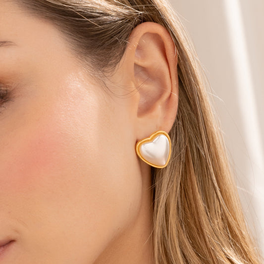 Aretes Maxi Corazón Perla