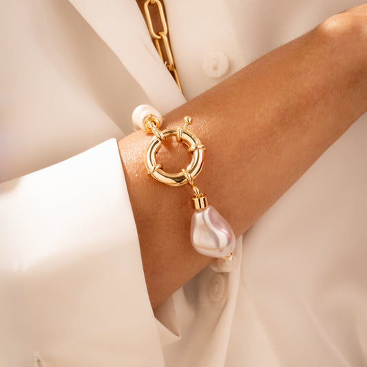 Pulsera Perla Broche + Aretes