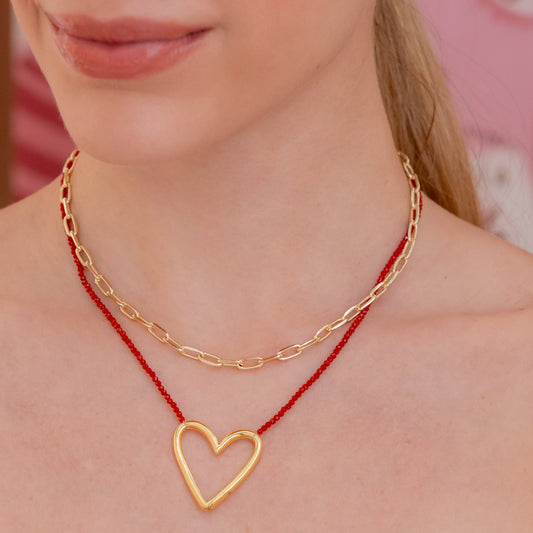 Collar x 2 Layering Corazón Silueta