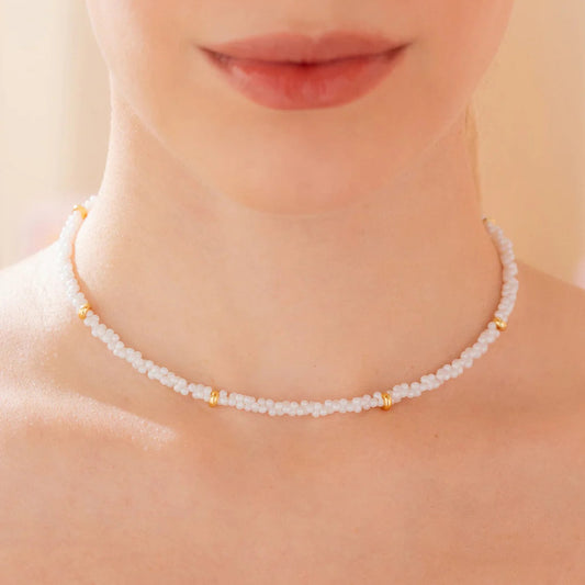 Collar Mini Perla Amorfa + Aretes
