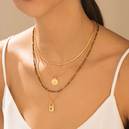 Set x 4 Collar Candado Infinito + Aretes