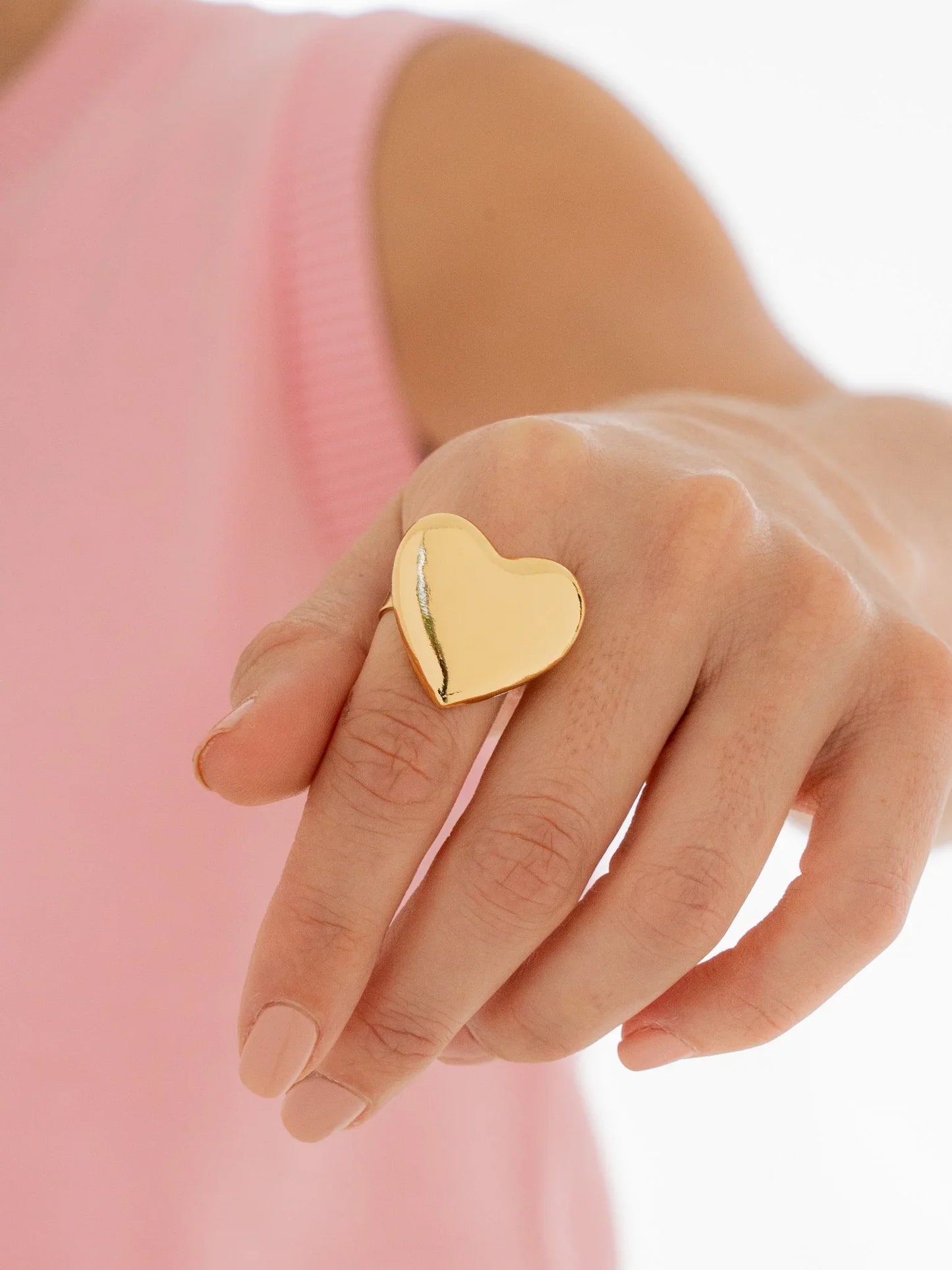 Anillo Corazón Liso Graduable Dorado