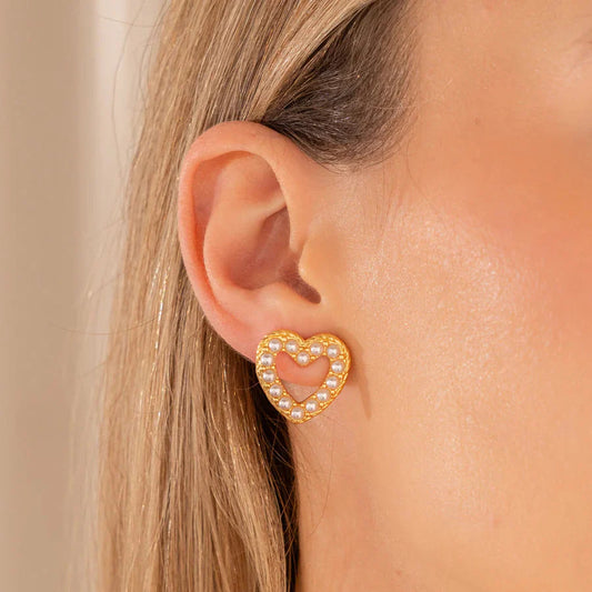 Aretes Corazón Perla