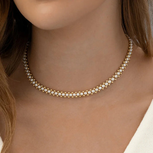 Choker Tejido De Perlas