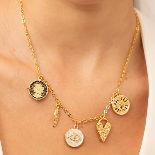Collar Multicharms Intuicion + Aretes