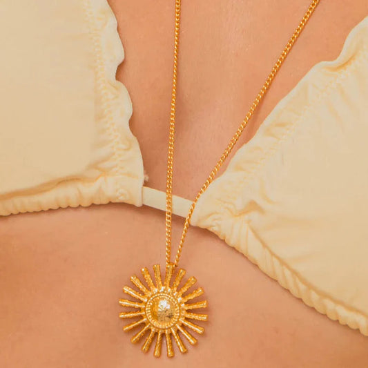 Collar Sol Destellos + Aretes Sol
