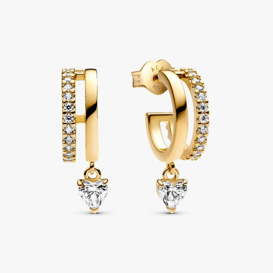 Dangling Heart Hoop Earrings