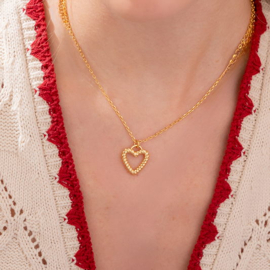 Collar Corazón Entorchado + Aretes