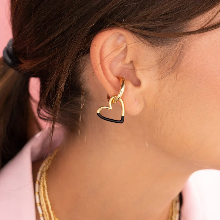 Earcuff Dije Corazón Negro