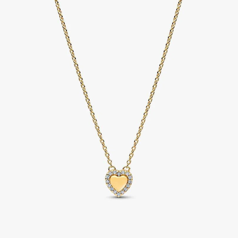 Engravable Heart Halo Collier