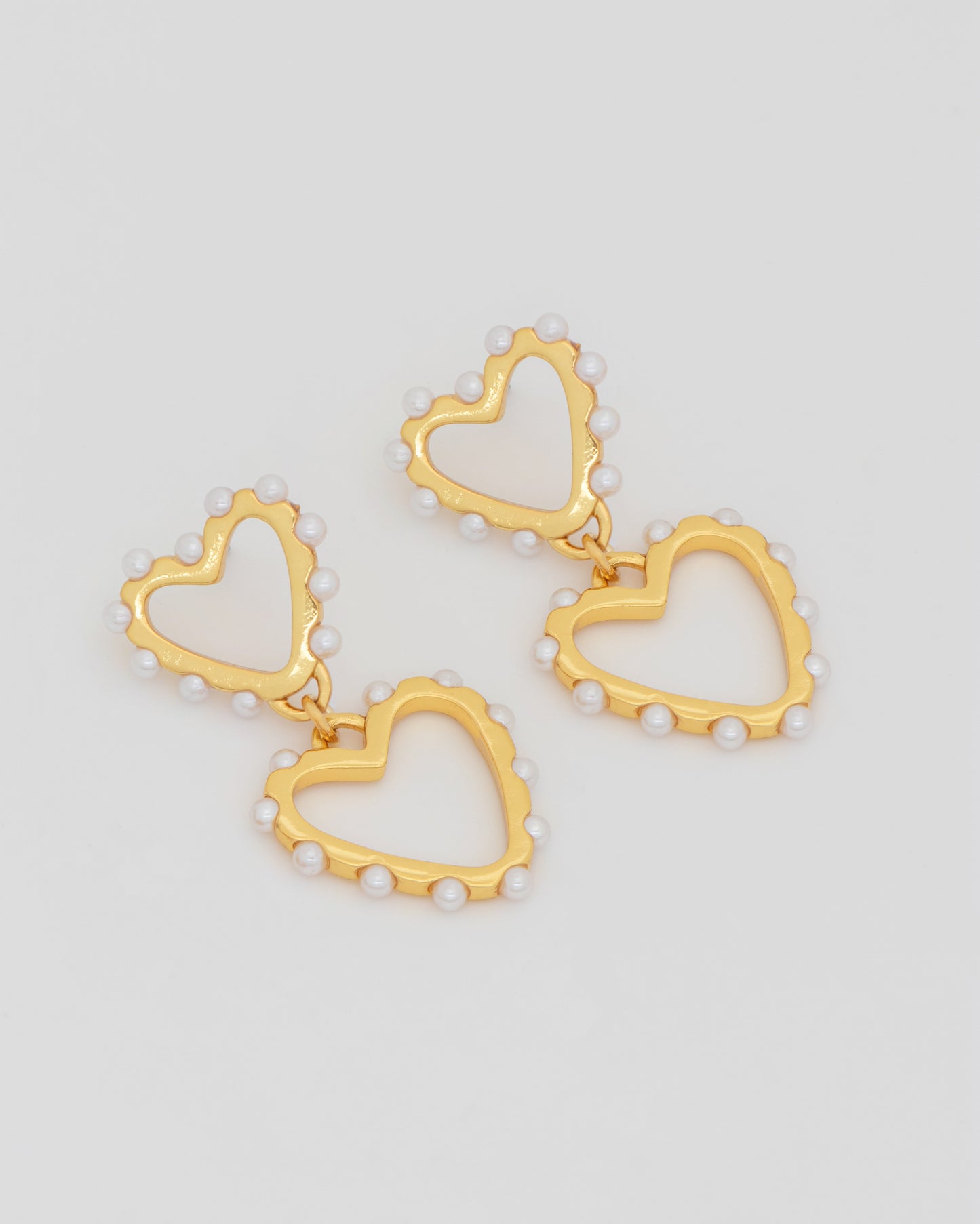 Aretes Corazón Perla Oro