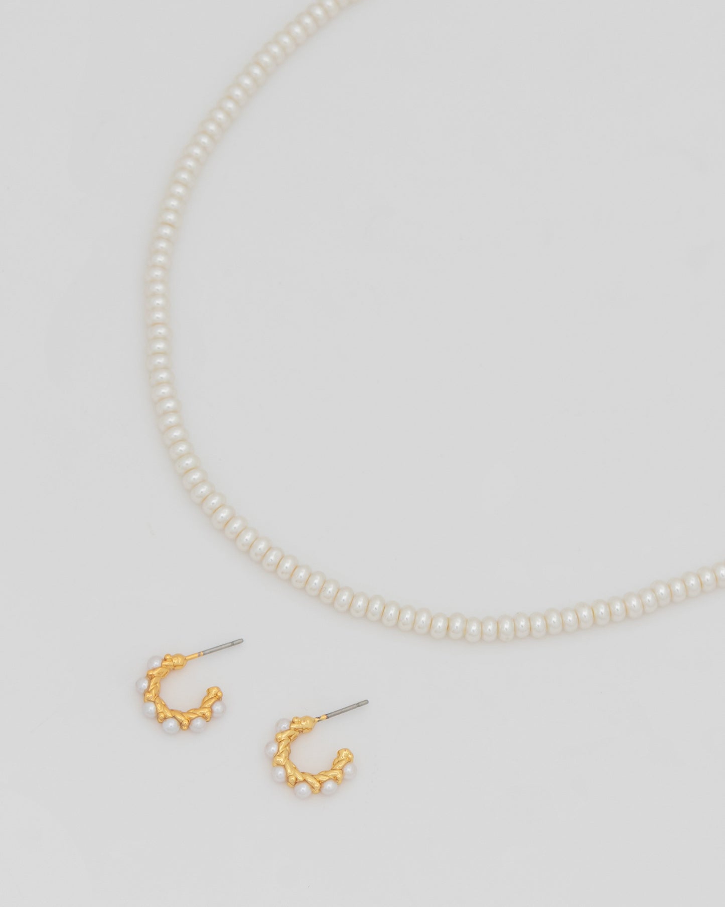 Collar + Argollas Perlas
