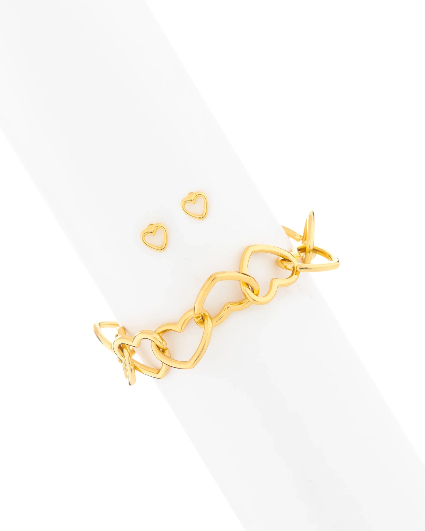 Pulsera Cadena Corazón + Aretes