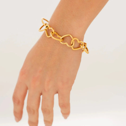 Pulsera Cadena Corazón + Aretes