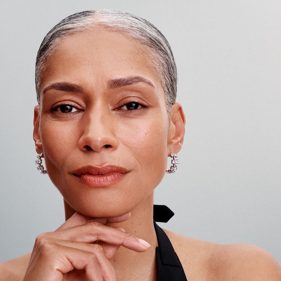 Sparkling Bow Row Hoop Earrings