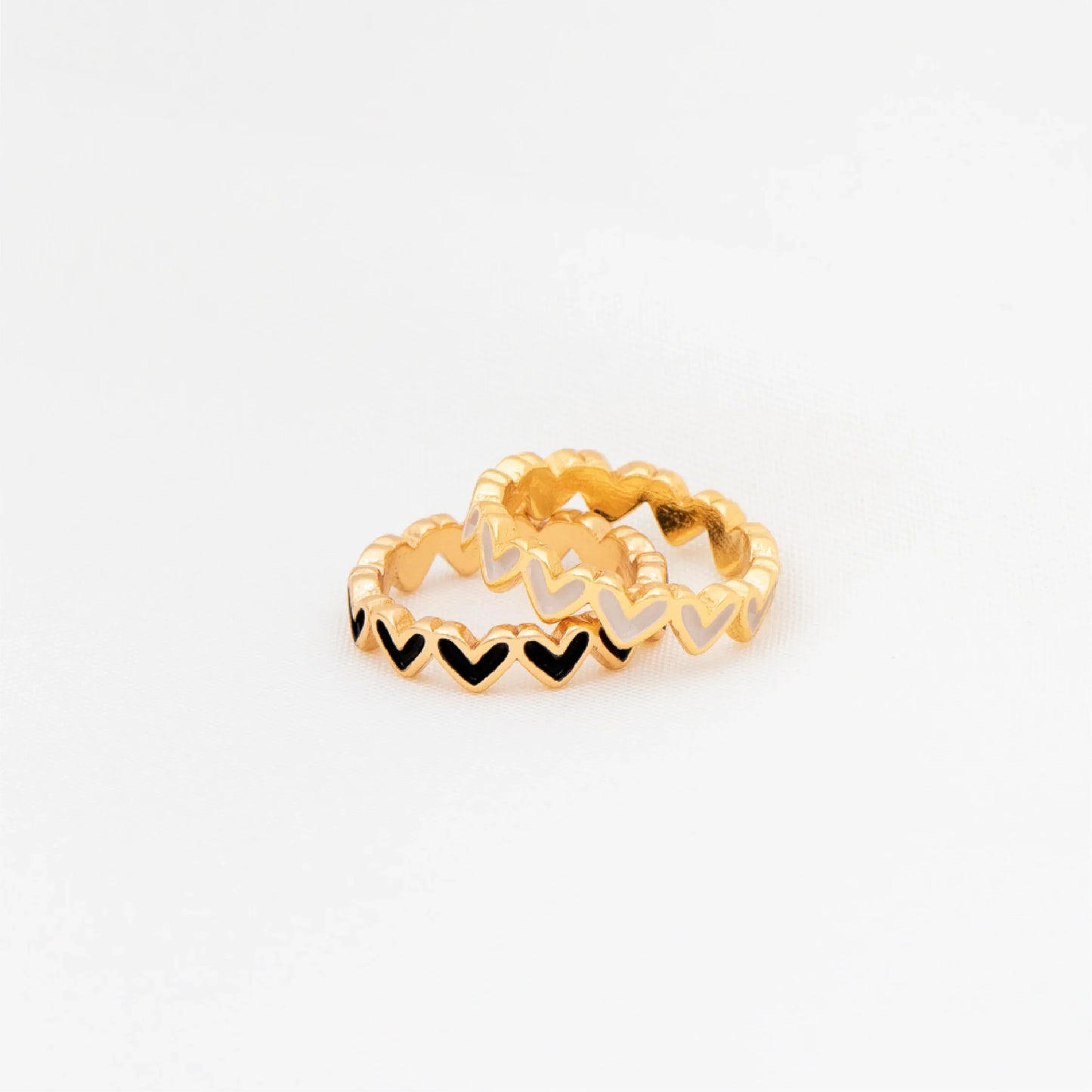 Set Anillo *2 Multicorazones Nude y Negro