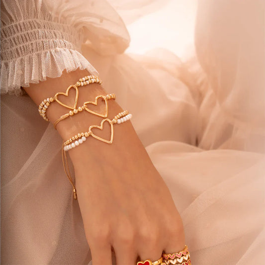 Set Pulseras *3 Heart Gold
