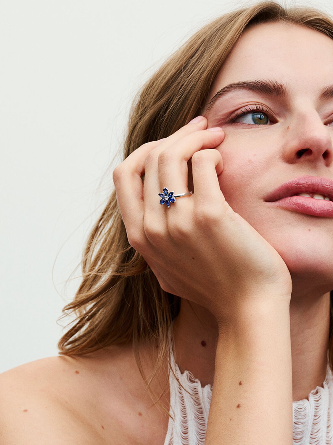 Sparkling Blue Herbarium Cluster Ring