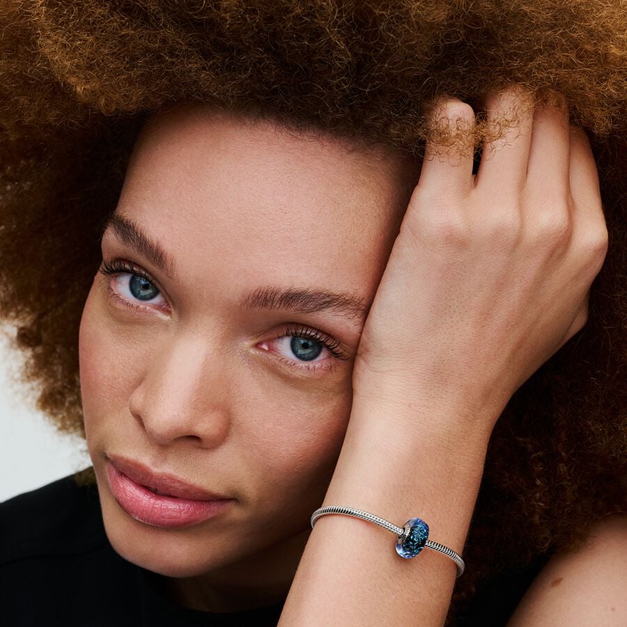 Wavy Dark Blue Murano Glass Ocean Charm