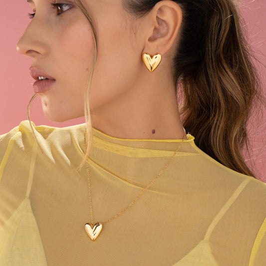 Set Collar + Aretes Corazón