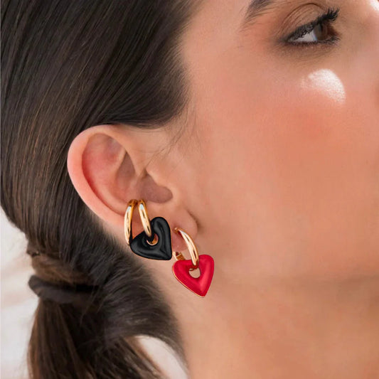 Set Argollas + 2 Earcuff Maxi Corazón