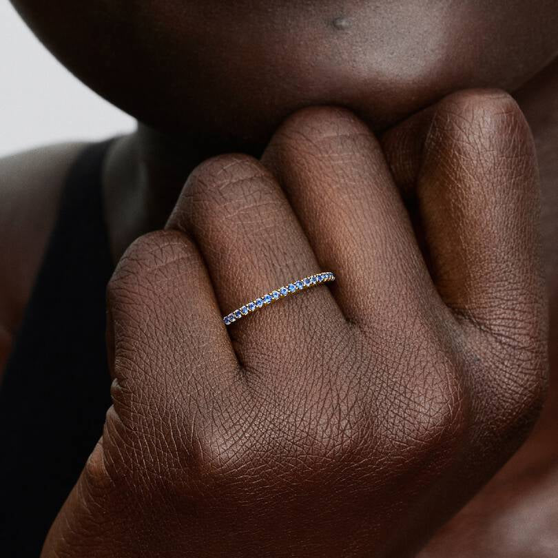 Sparkling Blue Half-Eternity Band