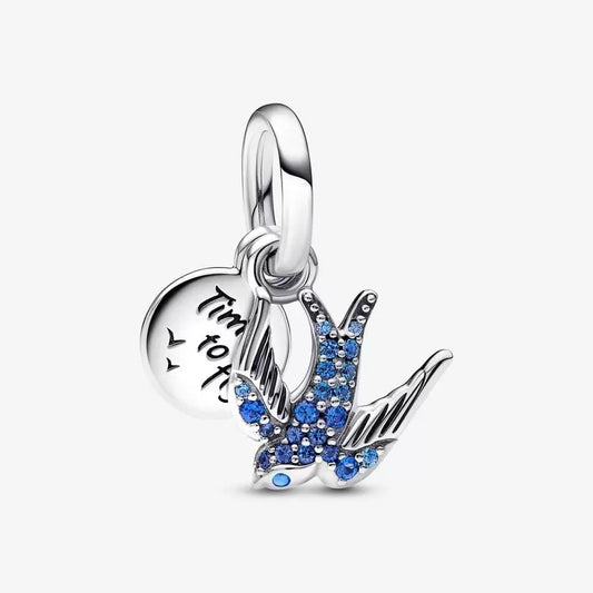 Sparkling Swallow & Quote Double Charm