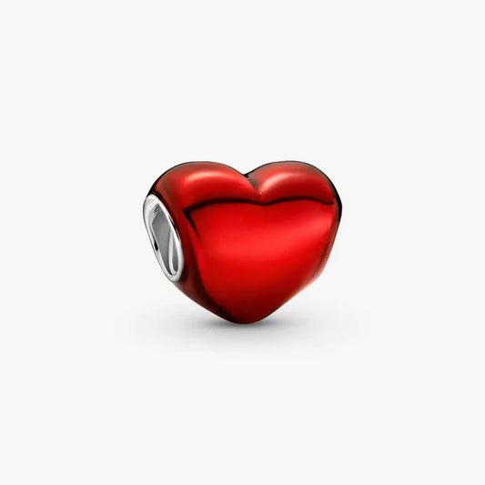 Metallic Red Heart Charm