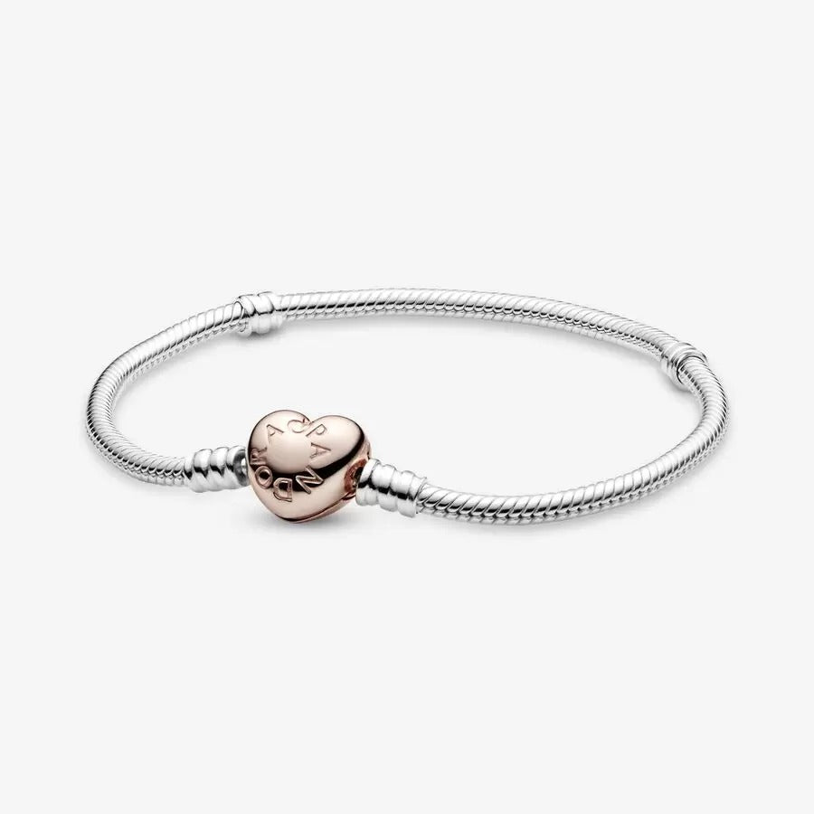 Pandora Moments Heart Clasp Snake Chain Rose Bracelet