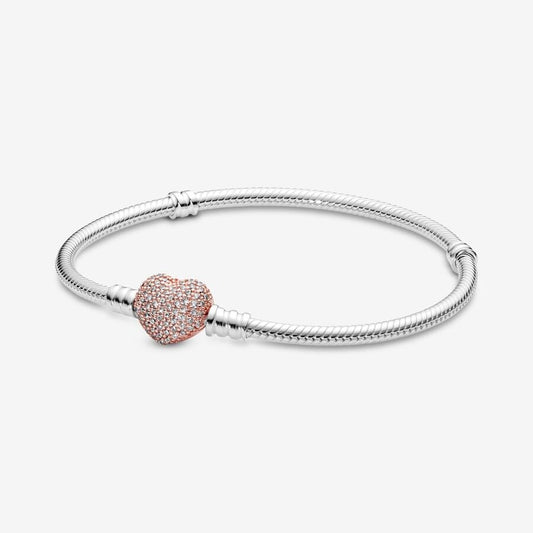 Pave Heart Rose Bracelet