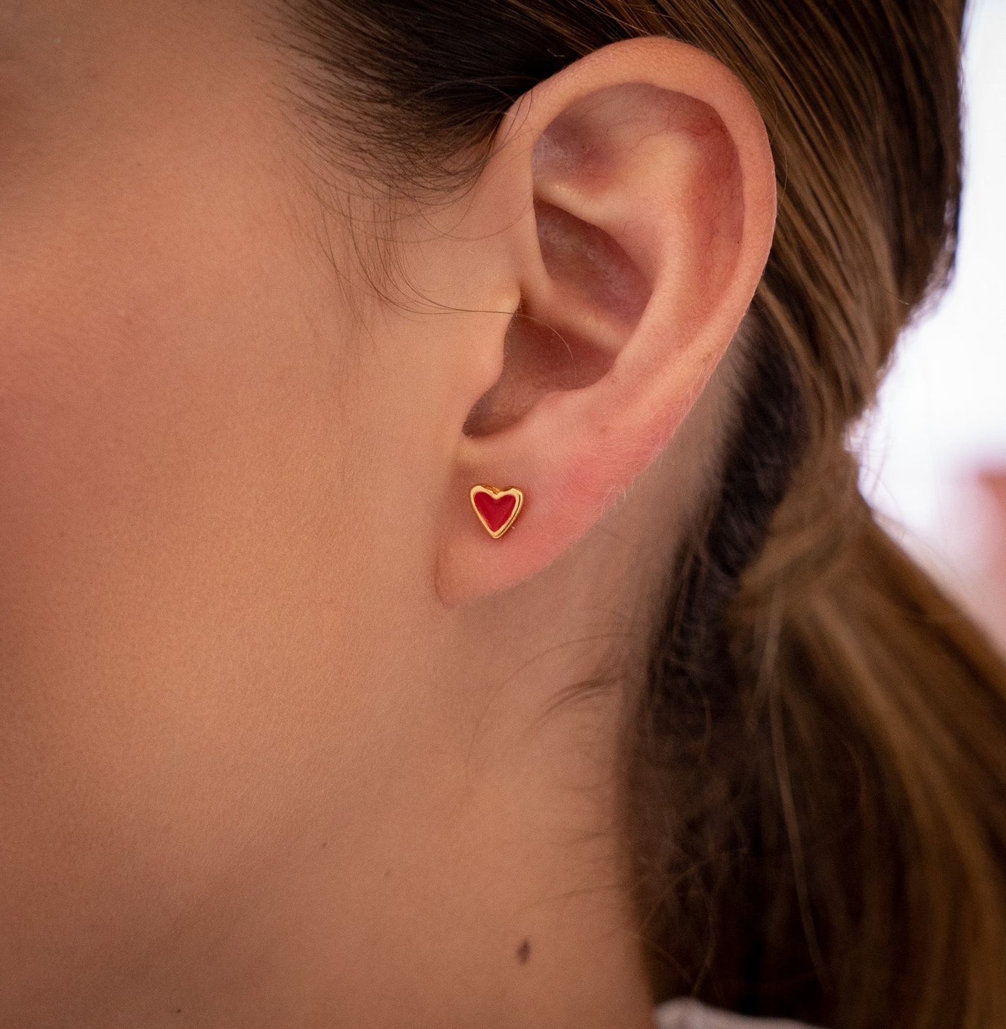 Aretes 2 en 1 Corazones Rojo