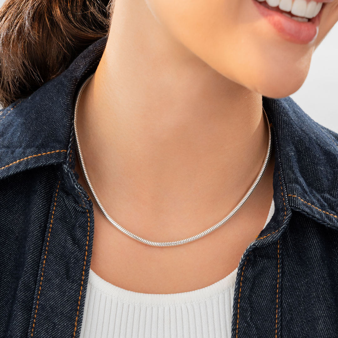 Collar Cadena Snake Plata